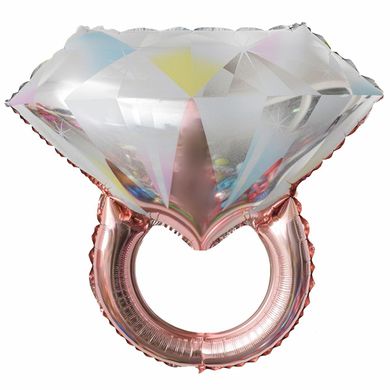 Фольгована кулька Обручка з діамантом рожеве золото