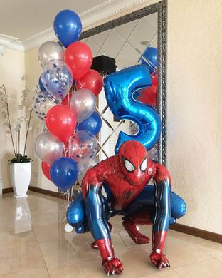Набір кульок "Циферка + фонтан + Людина павук"