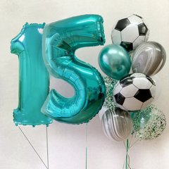Набір кульок "Бірюзові цифри + футбол"