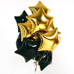 Фонтан кульок "Золоті + чорні зірочки"