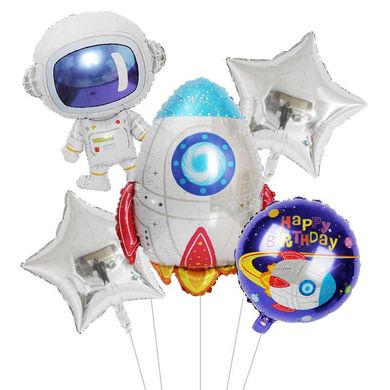 Набір кульок "Космонавт + Ракета + зірочки"