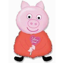 Фольгована кулька Свинка із серцем