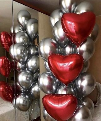 Набір кульок "Червоні серця + Хром"