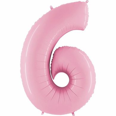 Фольгована цифра 6 Пастель рожева