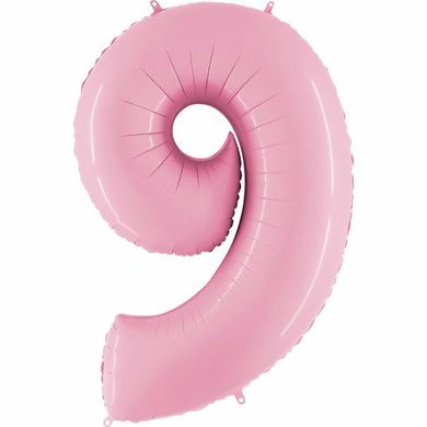 Фольгована цифра 9 Пастель рожева