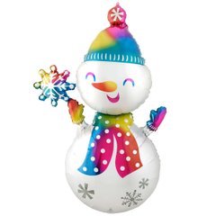 Фольгована кулька Сніговик зі сніжинкою
