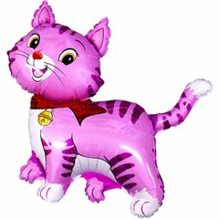 Фольгована кулька Кішка з бантиком рожева